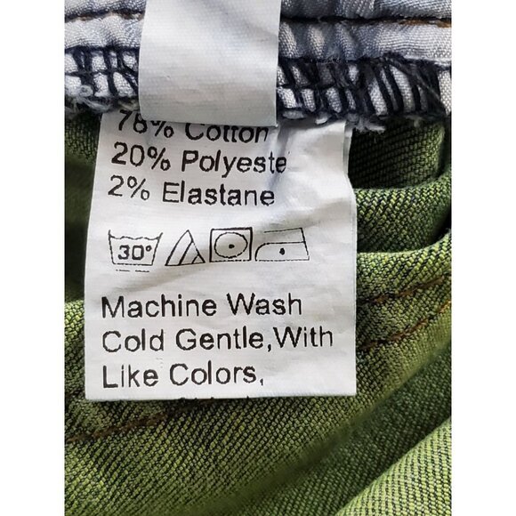 Shein  Size 34 Paint Splash Green Fiber Distressed Ripped Light Wash Jeans Blue - Picture 7 of 9